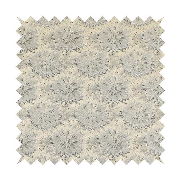 Waterperry Collection Beige Silver Colour Floral Pattern Soft Chenille Upholstery Fabric JO-605 - Roman Blinds