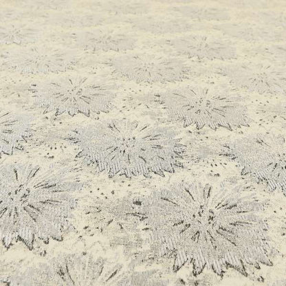 Waterperry Collection Beige Silver Colour Floral Pattern Soft Chenille Upholstery Fabric JO-605