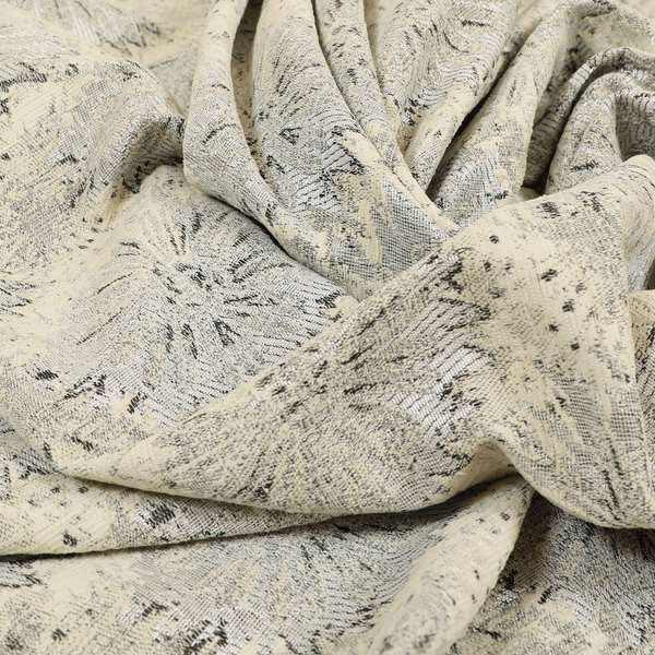 Waterperry Collection Beige Silver Colour Floral Pattern Soft Chenille Upholstery Fabric JO-605 - Roman Blinds