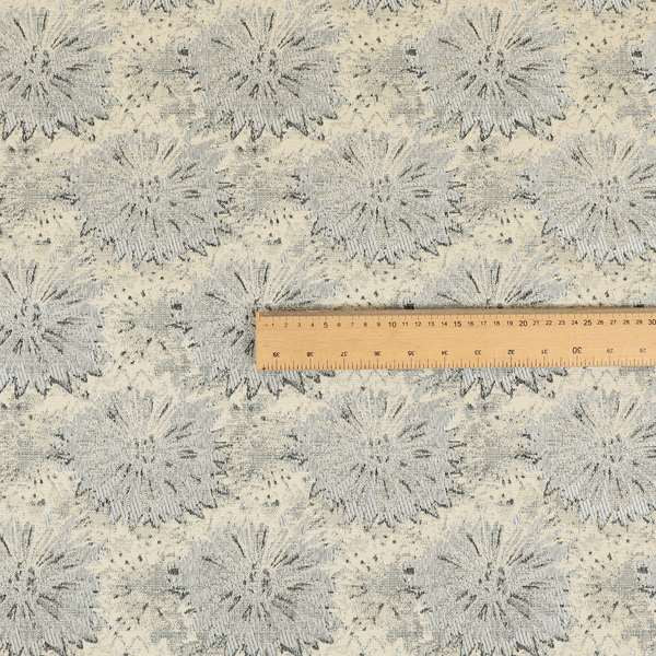 Waterperry Collection Beige Silver Colour Floral Pattern Soft Chenille Upholstery Fabric JO-605 - Roman Blinds