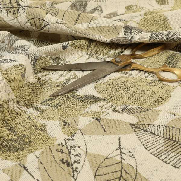 New Quality Jacquard Woven Floral Nature Inspired Pattern Green Beige Colours Upholstery Fabric JO-608 - Roman Blinds