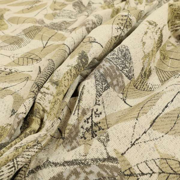 New Quality Jacquard Woven Floral Nature Inspired Pattern Green Beige Colours Upholstery Fabric JO-608 - Made To Measure Curtains