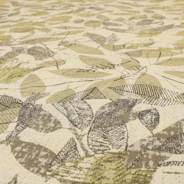 New Quality Jacquard Woven Floral Nature Inspired Pattern Green Beige Colours Upholstery Fabric JO-608 - Roman Blinds