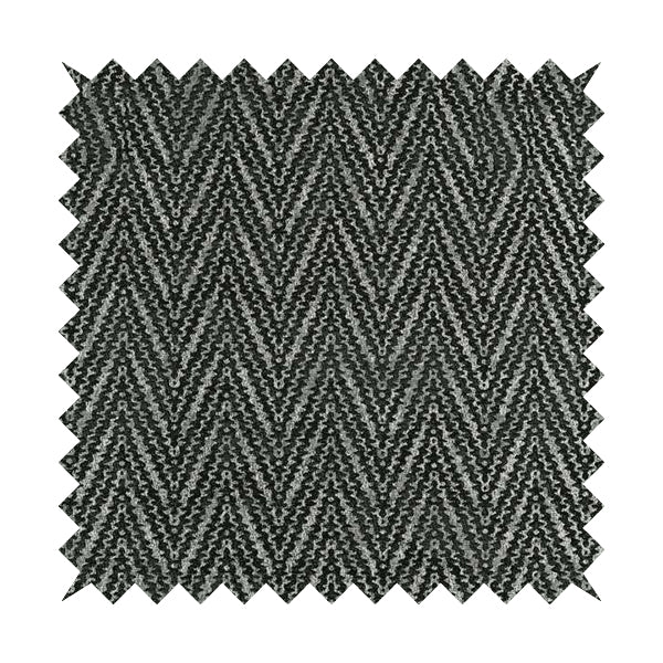 Lomasi Metallic Tones Fabric Black Silver Thin Chevron Striped Designer Furnishing Fabric JO-609 - Roman Blinds