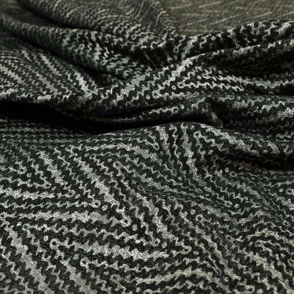 Lomasi Metallic Tones Fabric Black Silver Thin Chevron Striped Designer Furnishing Fabric JO-609 - Roman Blinds