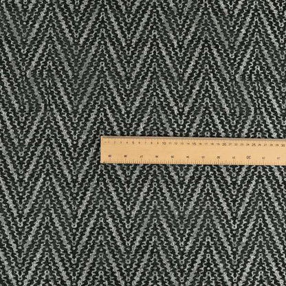 Lomasi Metallic Tones Fabric Black Silver Thin Chevron Striped Designer Furnishing Fabric JO-609 - Roman Blinds