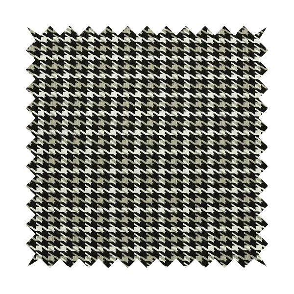 Boxer Houndstooth Pattern In Black Brown Cream Colour Woven Soft Chenille Upholstery Fabric JO-61 - Handmade Cushions