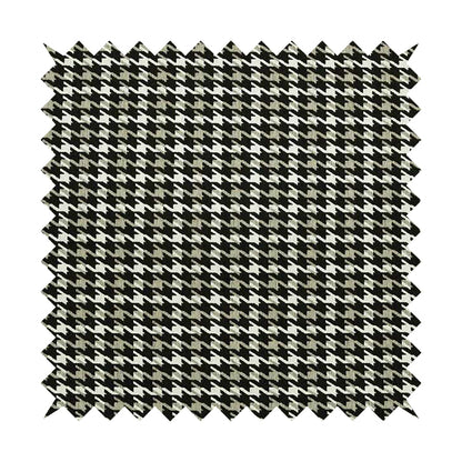 Boxer Houndstooth Pattern In Black Brown Cream Colour Woven Soft Chenille Upholstery Fabric JO-61