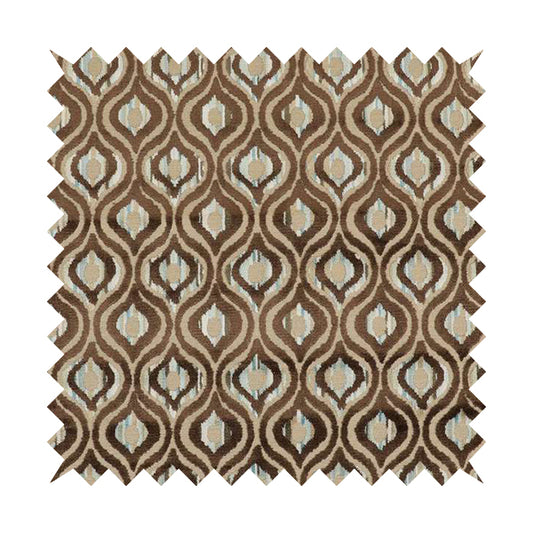 Ziani Modern Hourglass Geometric Pattern Velvet In Brown Colour JO-610