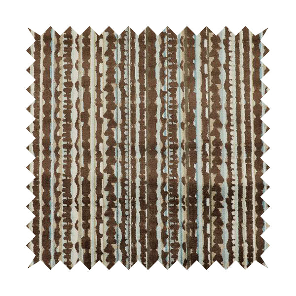 Ziani Modern Striped Geometric Pattern Velvet In Brown Colour JO-611 - Roman Blinds