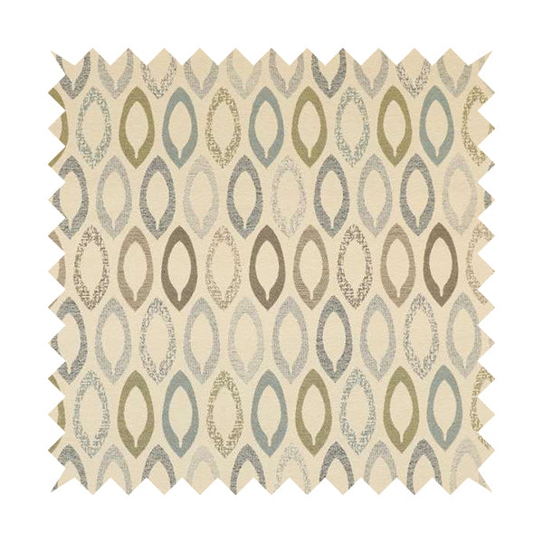 Soft Jacquard Woven Geometric Pattern Chenille Beige Colour Furnishing Upholstery Fabric JO-612 - Roman Blinds