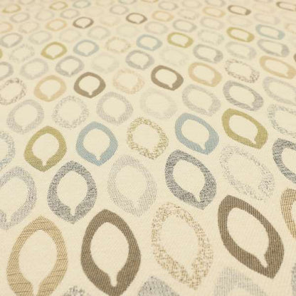 Soft Jacquard Woven Geometric Pattern Chenille Beige Colour Furnishing Upholstery Fabric JO-612 - Roman Blinds