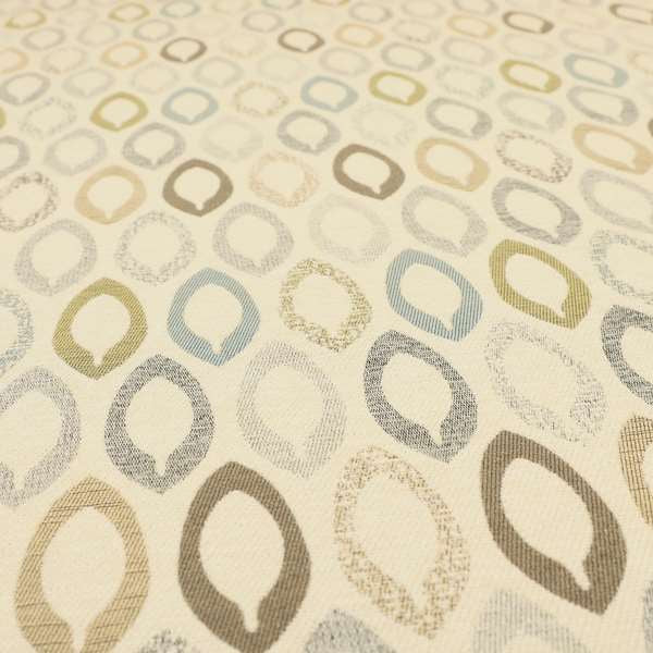 Soft Jacquard Woven Geometric Pattern Chenille Beige Colour Furnishing Upholstery Fabric JO-612 - Made To Measure Curtains