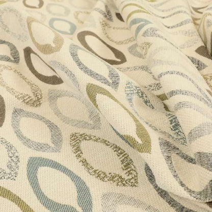 Soft Jacquard Woven Geometric Pattern Chenille Beige Colour Furnishing Upholstery Fabric JO-612 - Roman Blinds