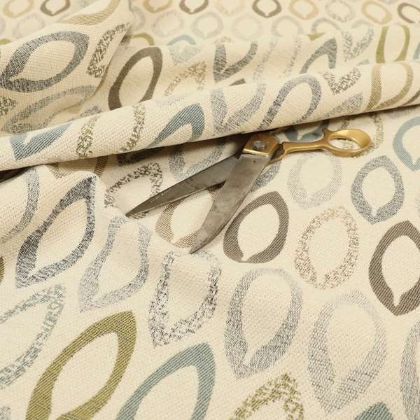 Soft Jacquard Woven Geometric Pattern Chenille Beige Colour Furnishing Upholstery Fabric JO-612 - Made To Measure Curtains