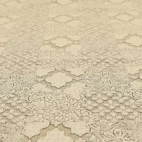 Waterperry Collection Beige Silver Colour Spanish Inspired Medallion Pattern Soft Chenille Upholstery Fabric JO-613 - Handmade Cushions