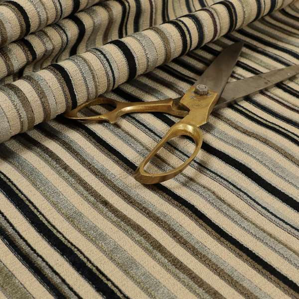 Ziani Modern Striped Pattern Velvet Grey Black Colour JO-614 - Roman Blinds