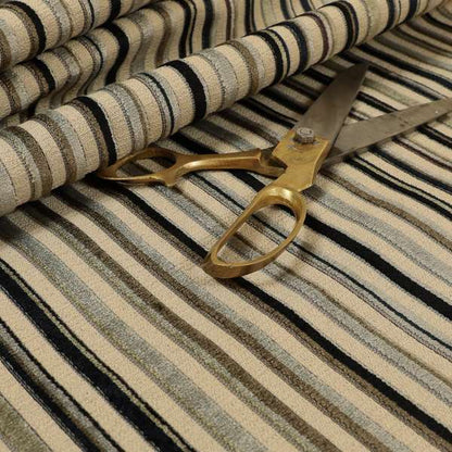 Ziani Modern Striped Pattern Velvet Grey Black Colour JO-614 - Made To Measure Curtains