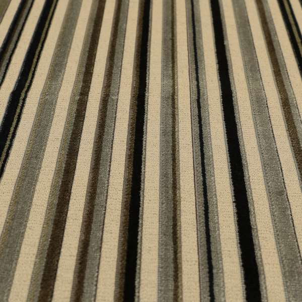 Ziani Modern Striped Pattern Velvet Grey Black Colour JO-614 - Made To Measure Curtains