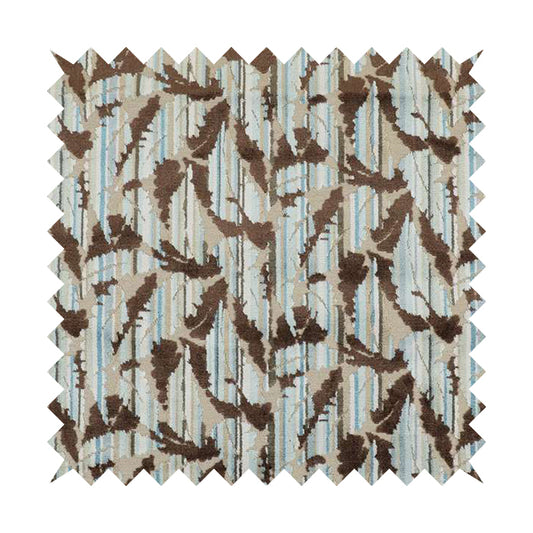 Ziani Modern Abstract Geometric Pattern Velvet In Brown Colour JO-616