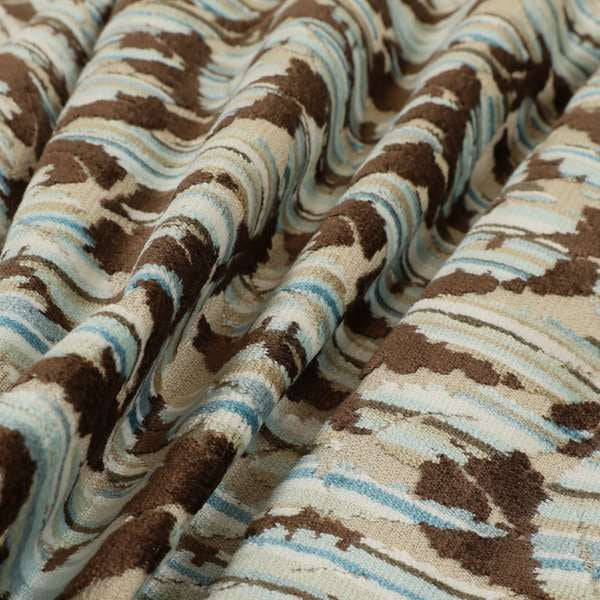 Ziani Modern Abstract Geometric Pattern Velvet In Brown Colour JO-616 - Made To Measure Curtains