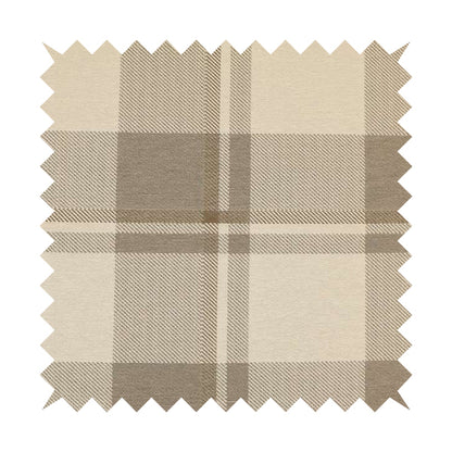 Highland Collection Checked Tartan Beige Brown Colour Soft Jacquard Woven Chenille Fabric JO-617 - Roman Blinds