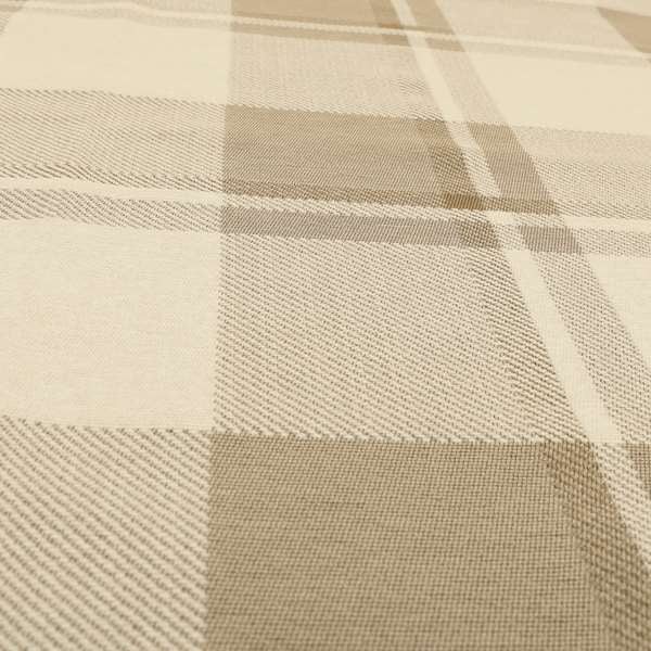 Highland Collection Checked Tartan Beige Brown Colour Soft Jacquard Woven Chenille Fabric JO-617 - Roman Blinds