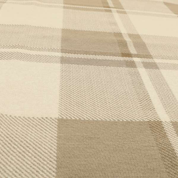 Highland Collection Checked Tartan Beige Brown Colour Soft Jacquard Woven Chenille Fabric JO-617 - Handmade Cushions