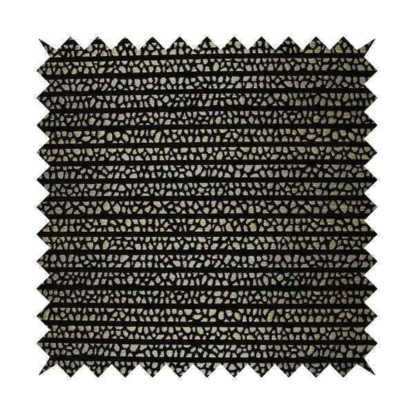 Hollywood Black and Gold Shine Effect Geometric Small Motif Pattern Soft Chenille Upholstery Fabric JO-62