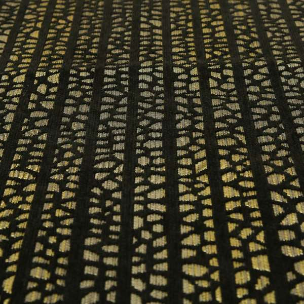 Hollywood Black and Gold Shine Effect Geometric Small Motif Pattern Soft Chenille Upholstery Fabric JO-62 - Roman Blinds