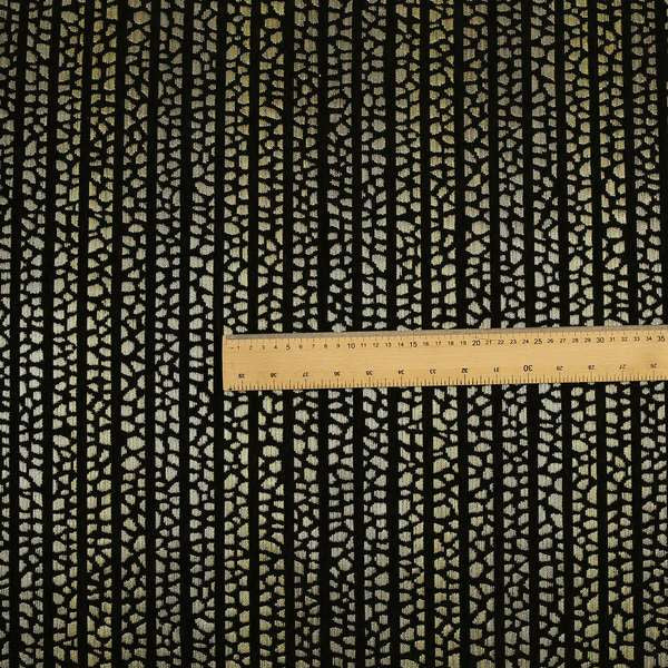 Hollywood Black and Gold Shine Effect Geometric Small Motif Pattern Soft Chenille Upholstery Fabric JO-62 - Roman Blinds