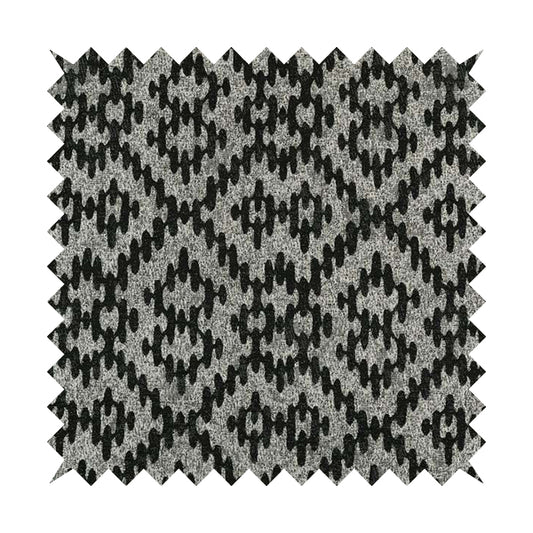 Lomasi Metallic Tones Fabric Black Silver Kilim Aztec Traditional Designer Furnishing Fabric JO-623