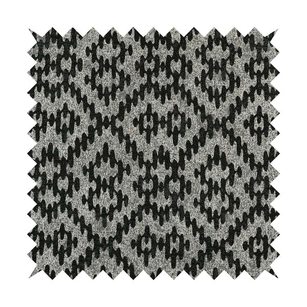 Lomasi Metallic Tones Fabric Black Silver Kilim Aztec Traditional Designer Furnishing Fabric JO-623 - Made To Measure Curtains