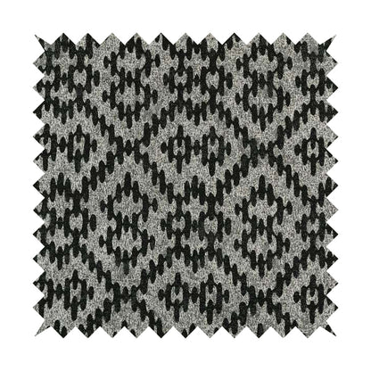 Lomasi Metallic Tones Fabric Black Silver Kilim Aztec Traditional Designer Furnishing Fabric JO-623 - Made To Measure Curtains