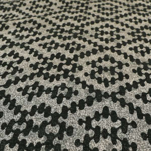 Lomasi Metallic Tones Fabric Black Silver Kilim Aztec Traditional Designer Furnishing Fabric JO-623 - Roman Blinds