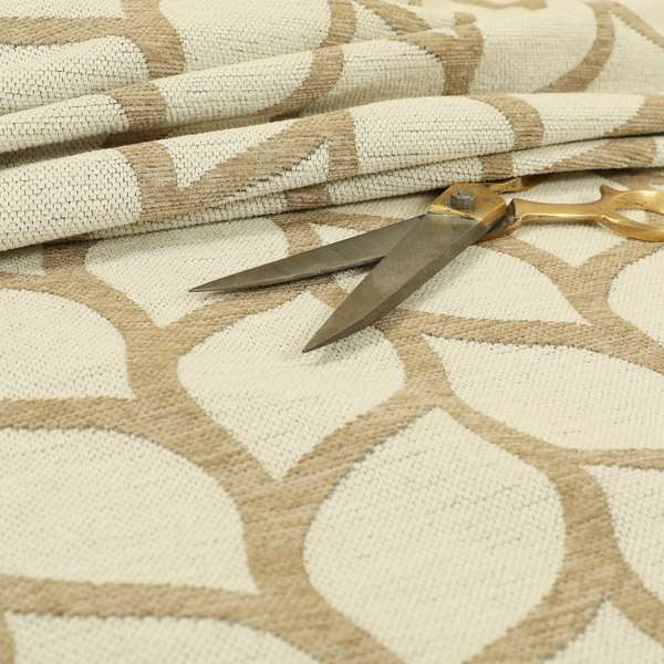 Soft Chenille Textured Brown Beige Leaf Pattern Upholstery Fabric JO-624 - Made To Measure Curtains