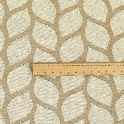 Soft Chenille Textured Brown Beige Leaf Pattern Upholstery Fabric JO-624 - Roman Blinds