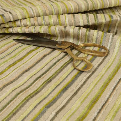 Ziani Modern Striped Pattern Velvet Green Colour JO-625 - Made To Measure Curtains