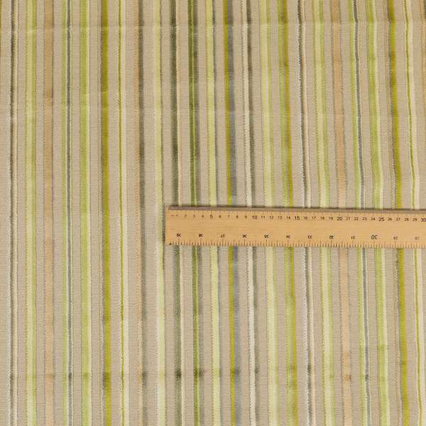 Ziani Modern Striped Pattern Velvet Green Colour JO-625 - Made To Measure Curtains