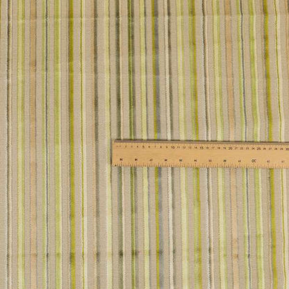 Ziani Modern Striped Pattern Velvet Green Colour JO-625 - Made To Measure Curtains