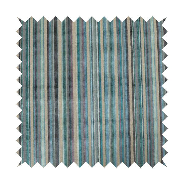 Ziani Modern Striped Pattern Velvet Blue Teals Colour JO-626 - Roman Blinds