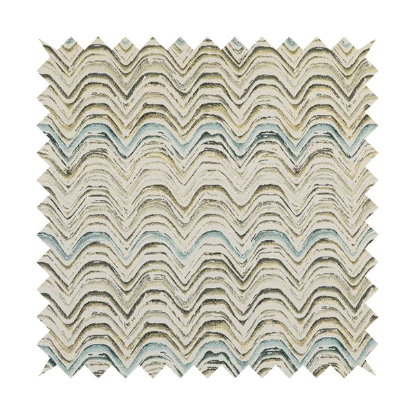 Rhythm Fabrics Collection Funky Waves Pattern Blue Colour Chenille Upholstery Fabric JO-628 - Roman Blinds