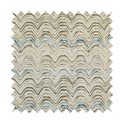 Rhythm Fabrics Collection Funky Waves Pattern Blue Colour Chenille Upholstery Fabric JO-628 - Roman Blinds