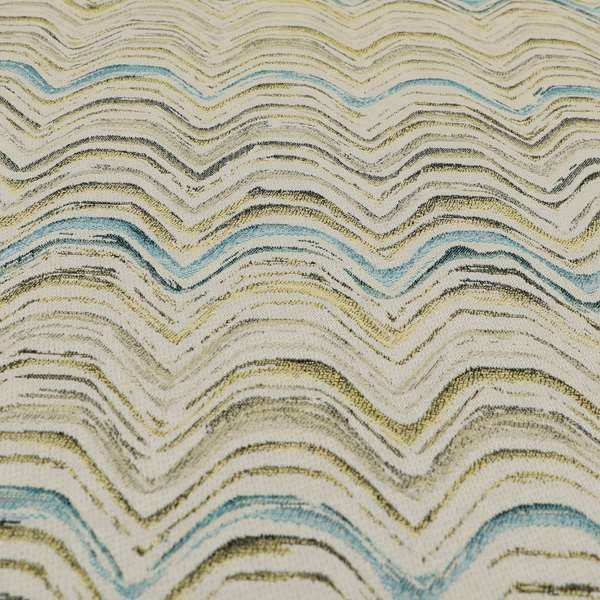 Rhythm Fabrics Collection Funky Waves Pattern Blue Colour Chenille Upholstery Fabric JO-628 - Roman Blinds