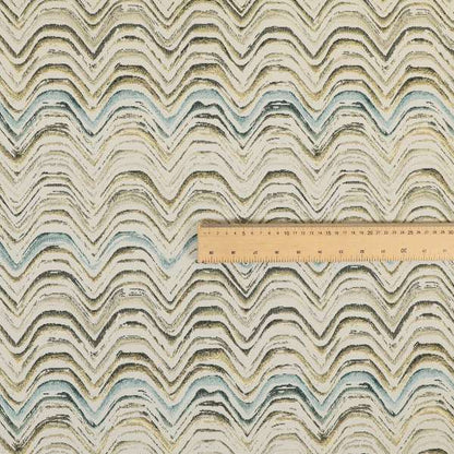 Rhythm Fabrics Collection Funky Waves Pattern Blue Colour Chenille Upholstery Fabric JO-628 - Made To Measure Curtains