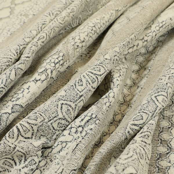 Waterperry Collection Beige Silver Colour Abstract Modern Pattern Soft Chenille Upholstery Fabric JO-631