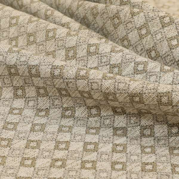 Atmosfera Quality Woven Small Geometric Pattern Grey Brown Colour Fabric JO-632 - Made To Measure Curtains