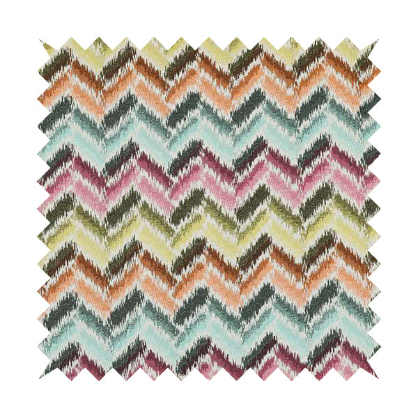 Carnival Living Fabric Collection Multi Colour Sharp Chevron Pattern Upholstery Curtains Fabric JO-634 - Made To Measure Curtains