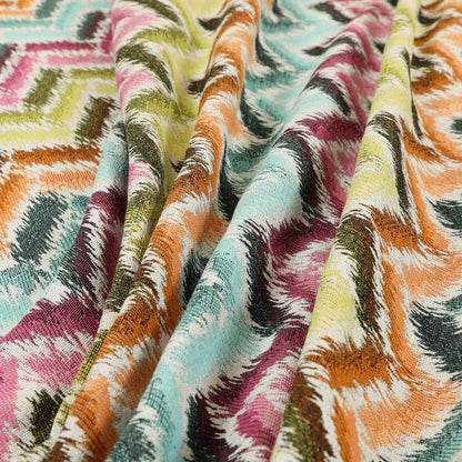 Carnival Living Fabric Collection Multi Colour Sharp Chevron Pattern Upholstery Curtains Fabric JO-634 - Handmade Cushions