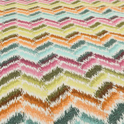 Carnival Living Fabric Collection Multi Colour Sharp Chevron Pattern Upholstery Curtains Fabric JO-634 - Made To Measure Curtains